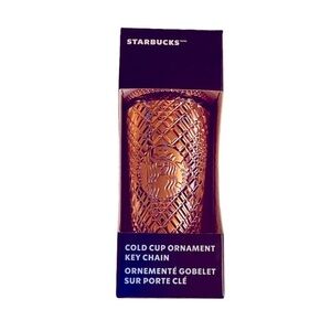 Starbucks 2023 Holiday Rose Gold Chrome Cold Cup Ornament Keychain